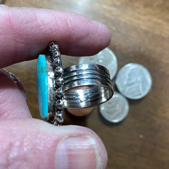 Turquoise Silver Ring Native American made - Picture 12 of 12